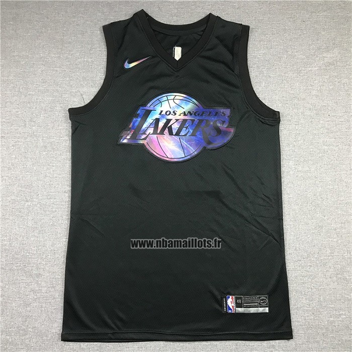 Maillot Los Angeles Lakers Lebron James No 23 Iridescent Logo Noir